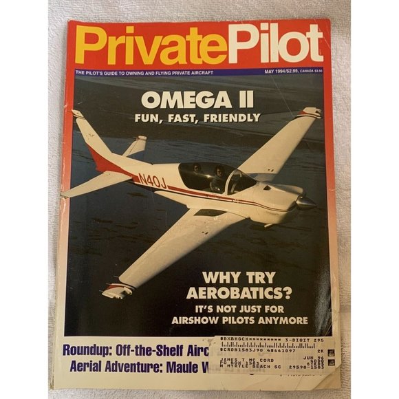 Private Pilot Aviation Magazine May 1994 Flight Aircraft Omega Aerobatics Flying - Picture 1 of 8